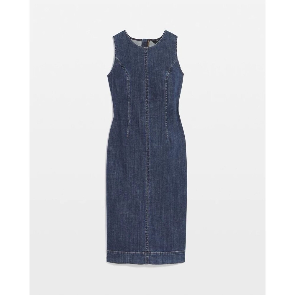 Anthropologie WHBM Women’s SL Denim Mini Sheath Dress Med Wash Sleeveless Sz 6
